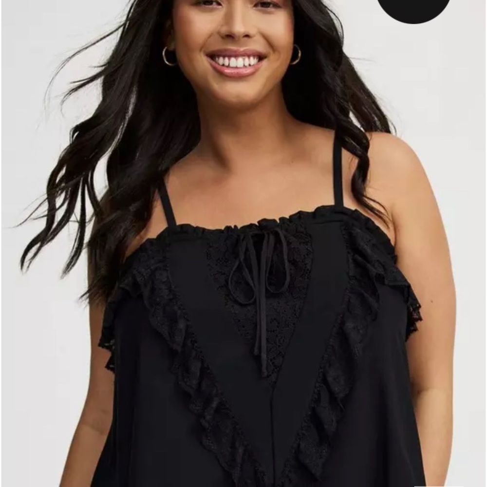 Torrid Black Lace Trim Tank Top